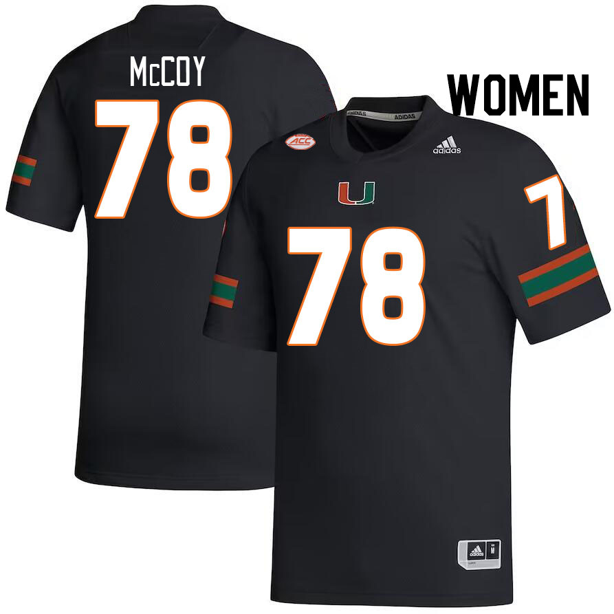 Women #78 Matthew McCoy Miami Hurricanes College Football Jerseys Stitched-Black